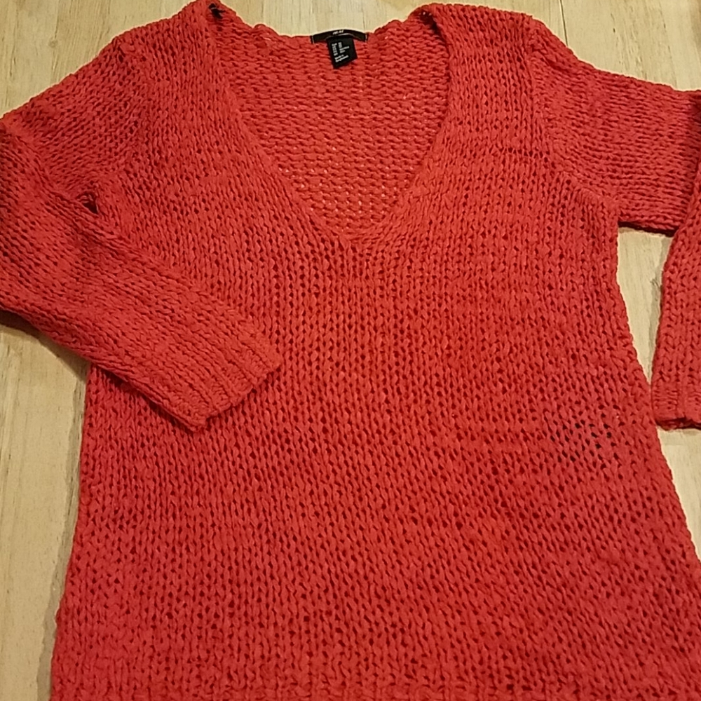 H&M Red Chunky Loose Knit Sweater Size XS